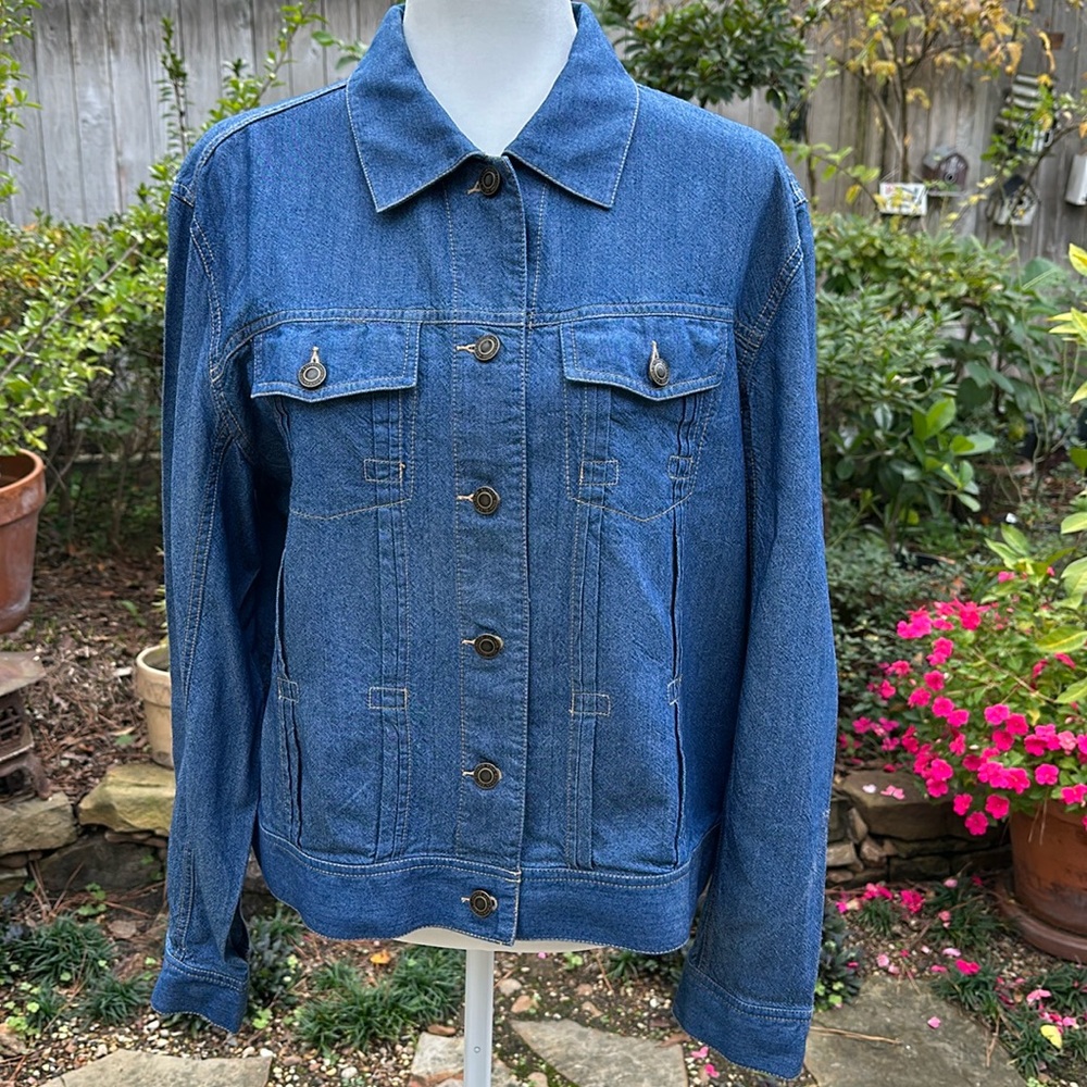 WINTER SILKS Silk Blue Denim Jacket (Sz: L)
